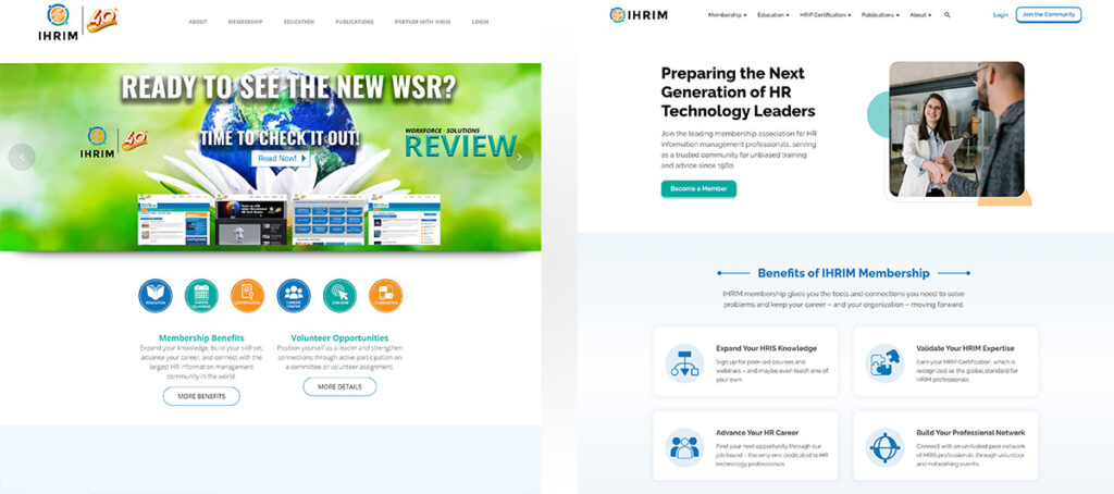 before and after IHRIM website revamp